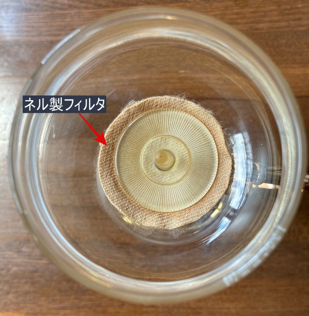 ミニサイフォンのネルフィルタ